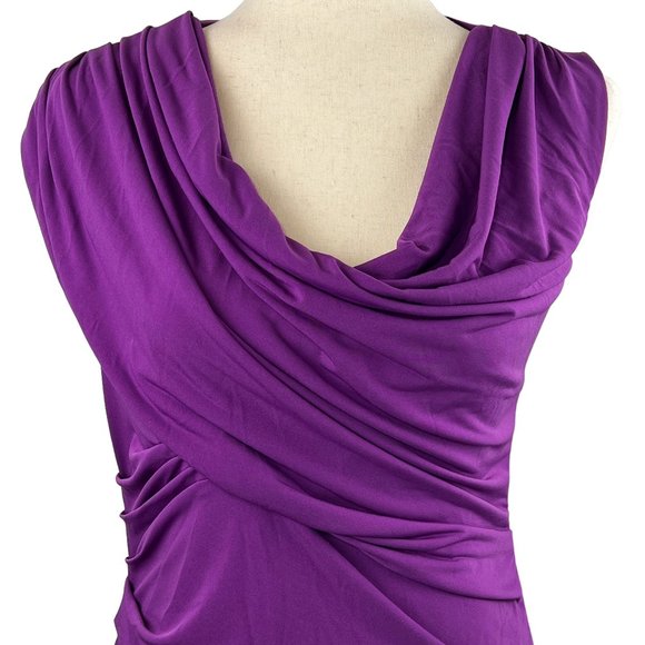 Elegant & Classic! Suzi Chin Purple Draped Body Conscious Dress Size 6 - Picture 4 of 11